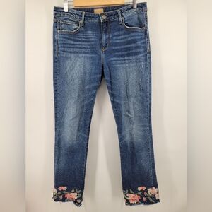Driftwood Colette Straight Crop Embroidered Jeans Size 30